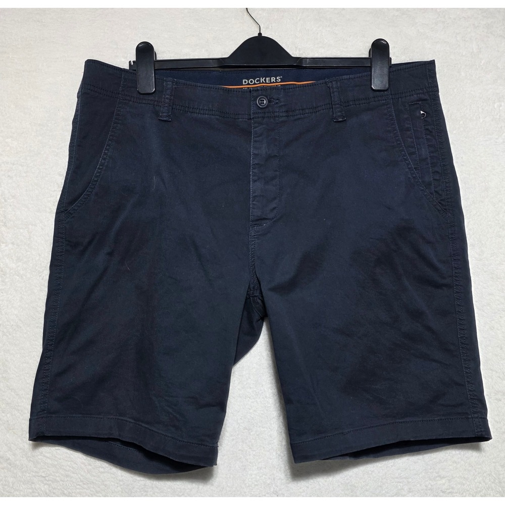 Dockers Men's Navy Blue Stretch Chino Shorts Size 38 Flat Front Zipper Pocket